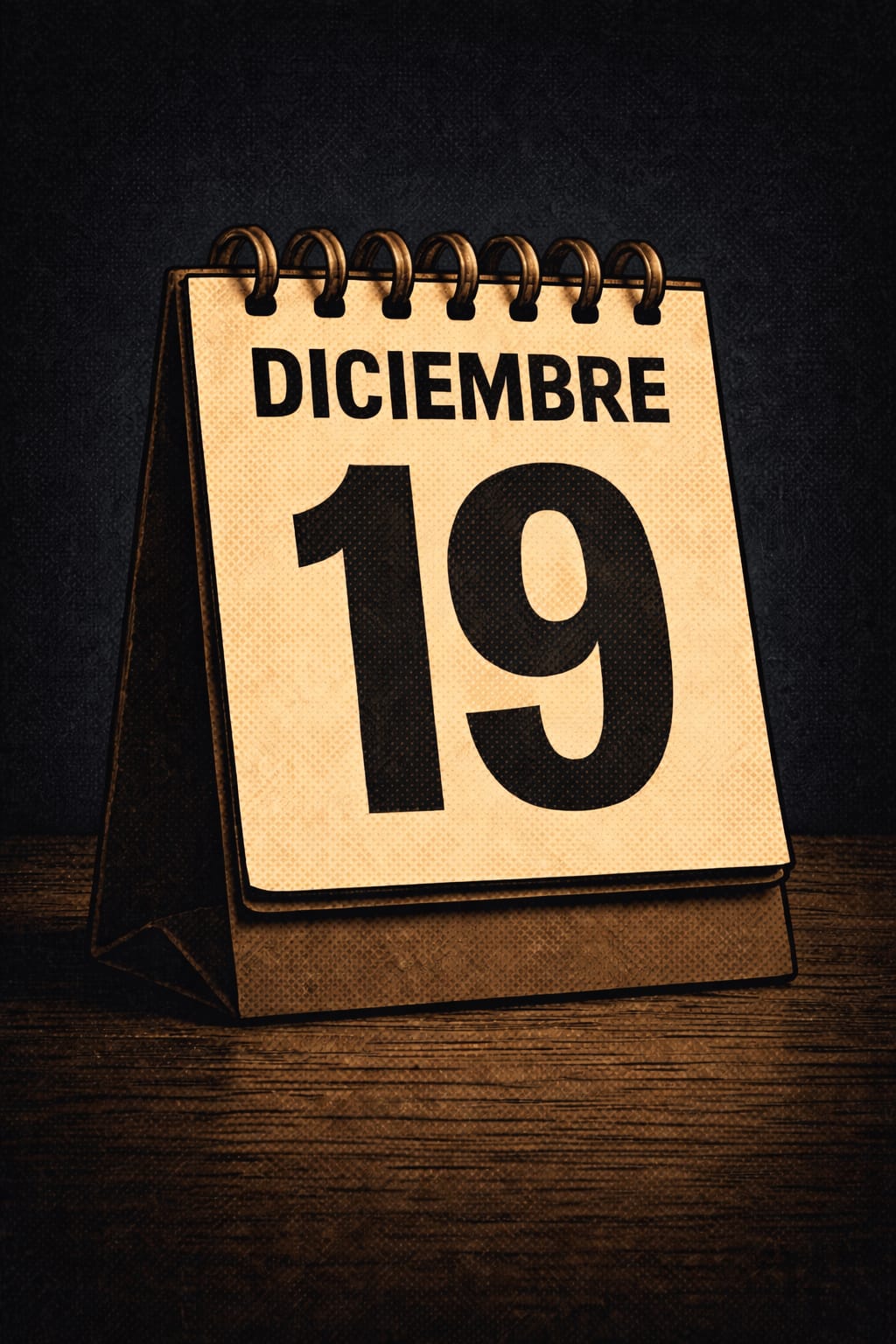 Calendario vintage marcando el 19 de diciembre.