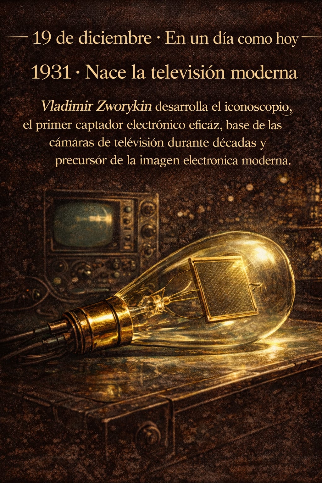 Iconoscopio y primeros dispositivos de televisión, desarrollo de la televisión moderna en 1931.