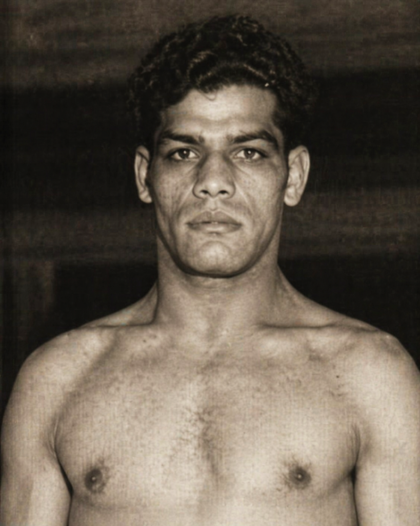 Retrato histórico de un boxeador utilizado para representar a Johann Trollmann y su historia bajo el nazismo.