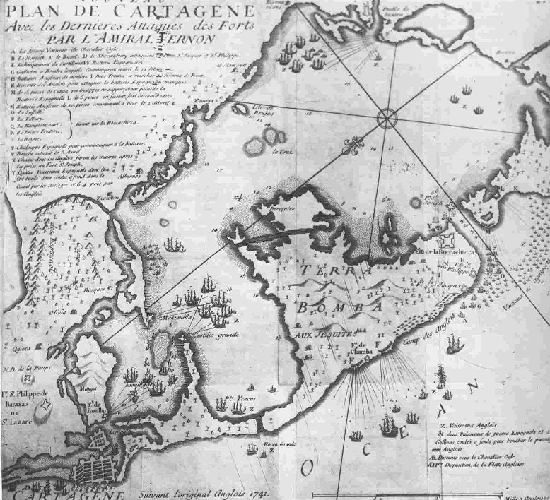 Representación histórica del ataque británico contra Cartagena de Indias en 1741