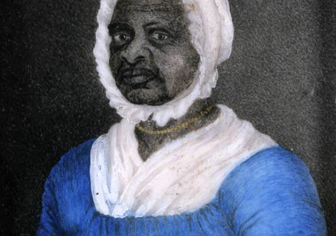 Retrato en miniatura de Elizabeth Freeman pintado hacia 1812